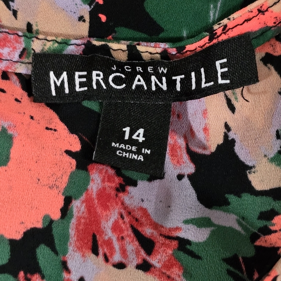 J. Crew Mercantile Neon Floral Ruched Waist Dress Size 14 - Picture 7 of 8